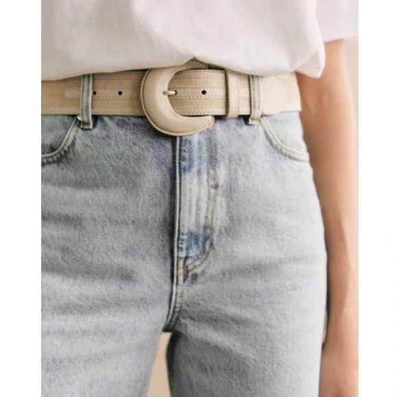 SEZANE NWT Sand Beige Suede Italian Leather Belt Neutral  display picture 3